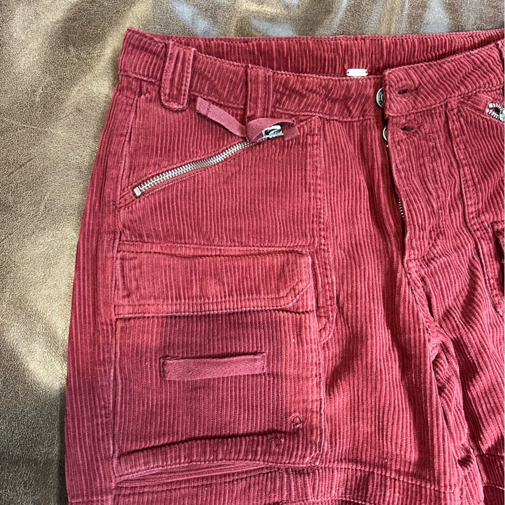 TT: NWOT Free People Last Time Stacked Cargo Corduroy Pants Red Slouchy…